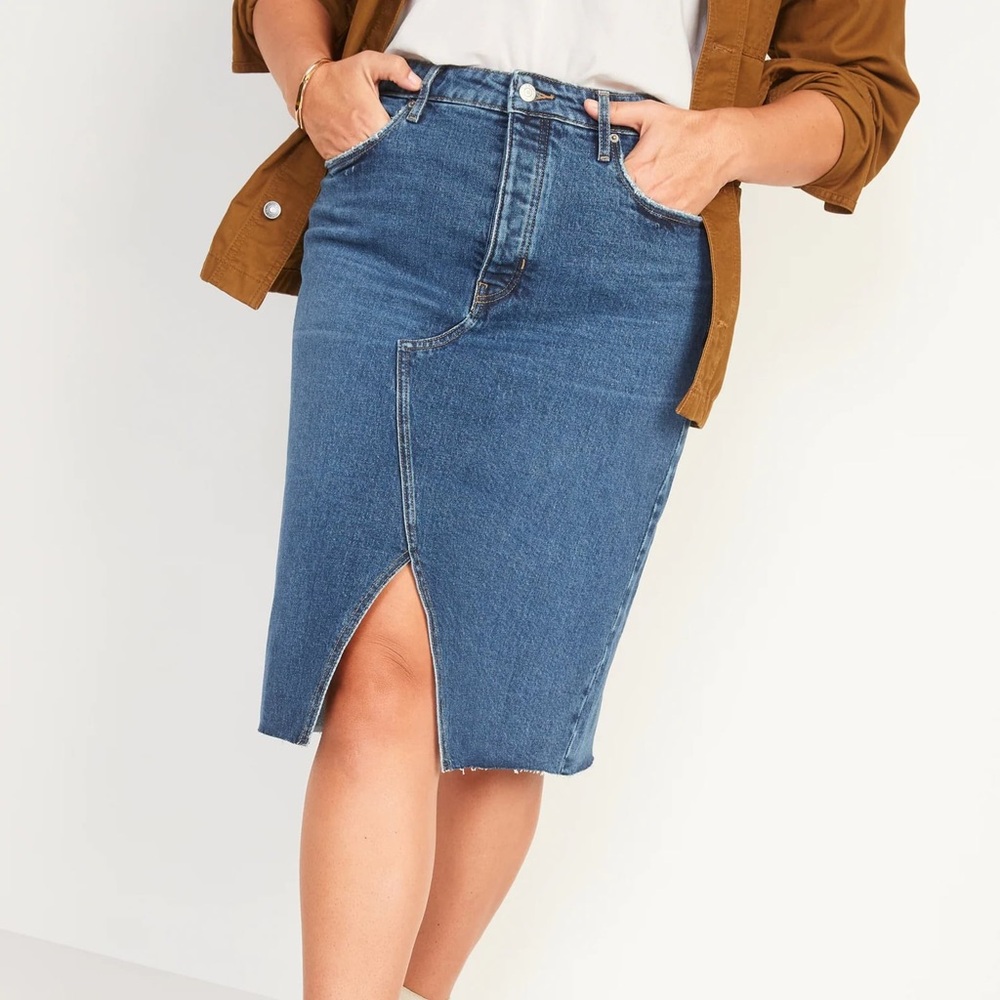 Old Navy Womens plus size 22‎  pencil Denim skirt High waist NWT asymmetric